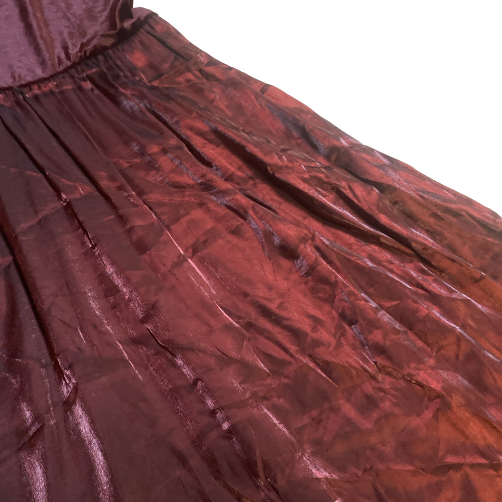 Molly Malloy Y2K Burgundy Velvet Satin Fit Flare Dress Long Sleeve Party 14 - Picture 6 of 10